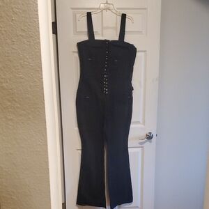 Good American Black Lace-Up Jumpsuit